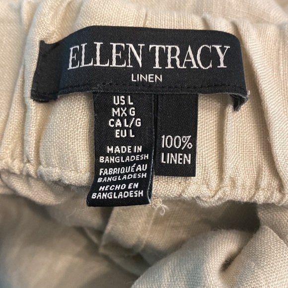 Ellen Tracy 100% Linen Tie Front Elasticized Waist Pants - Picture 9 of 9